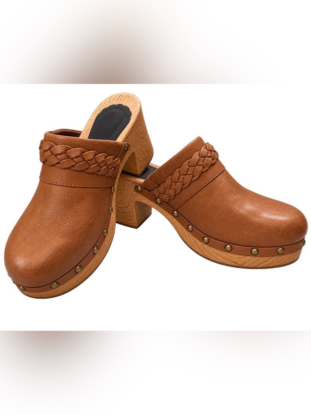 Women’s Foot Petals Korkease Braided Faux-Leather Clog Mules - Brown